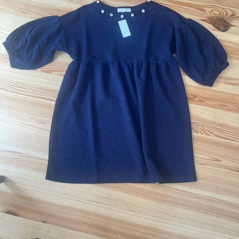 New Simply Southern Navy Dress with Pearl Details